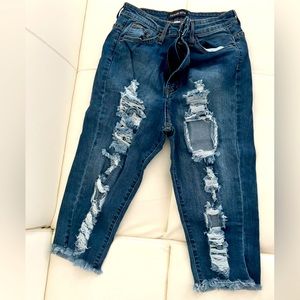 Denim High Waist Bermuda Shorts